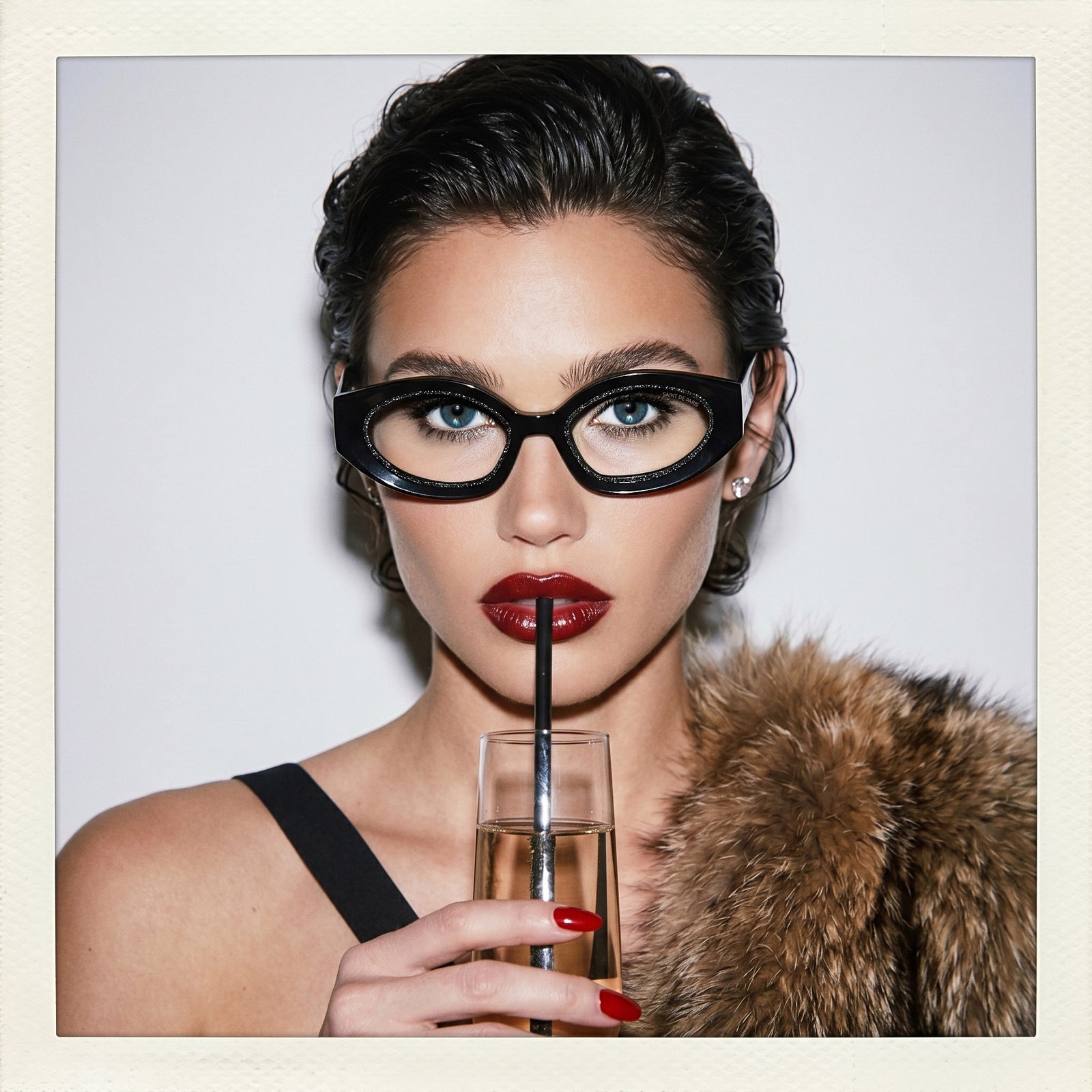 SAINT DE PARIS - HOLLYWOOD BLACK WITH DARK GREY RIMS AND CLEAR ANTI-BLUE LIGHT LENSES
