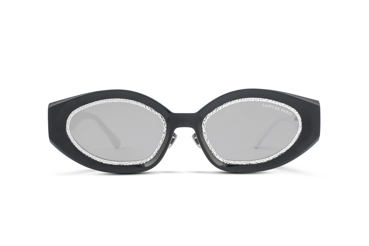 SAINT DE PARIS - HOLLYWOOD BLACK WHITE WITH SILVER RIMS AND MIRROR LENSES
