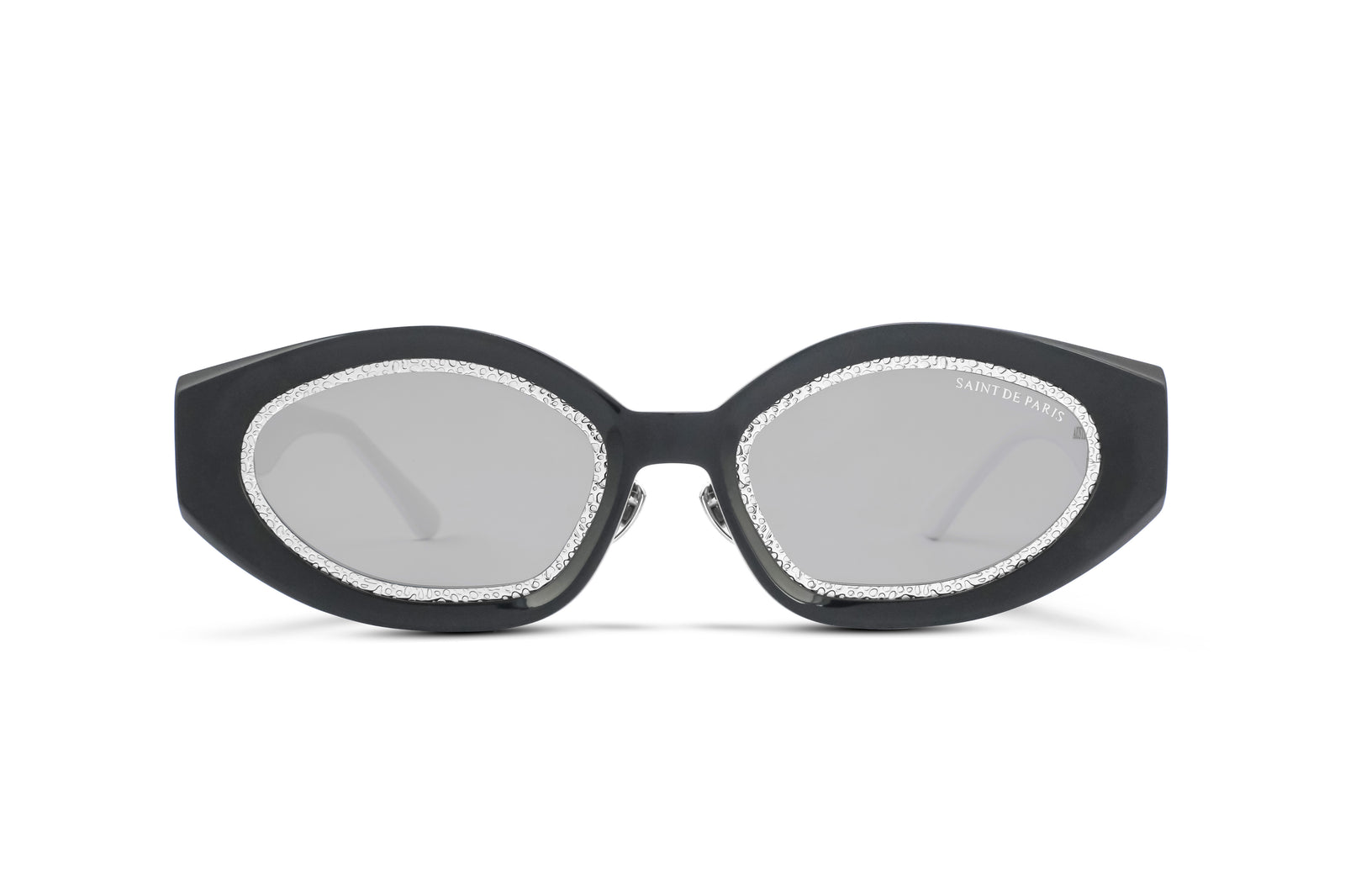 SAINT DE PARIS - HOLLYWOOD BLACK WHITE WITH SILVER RIMS AND MIRROR LENSES