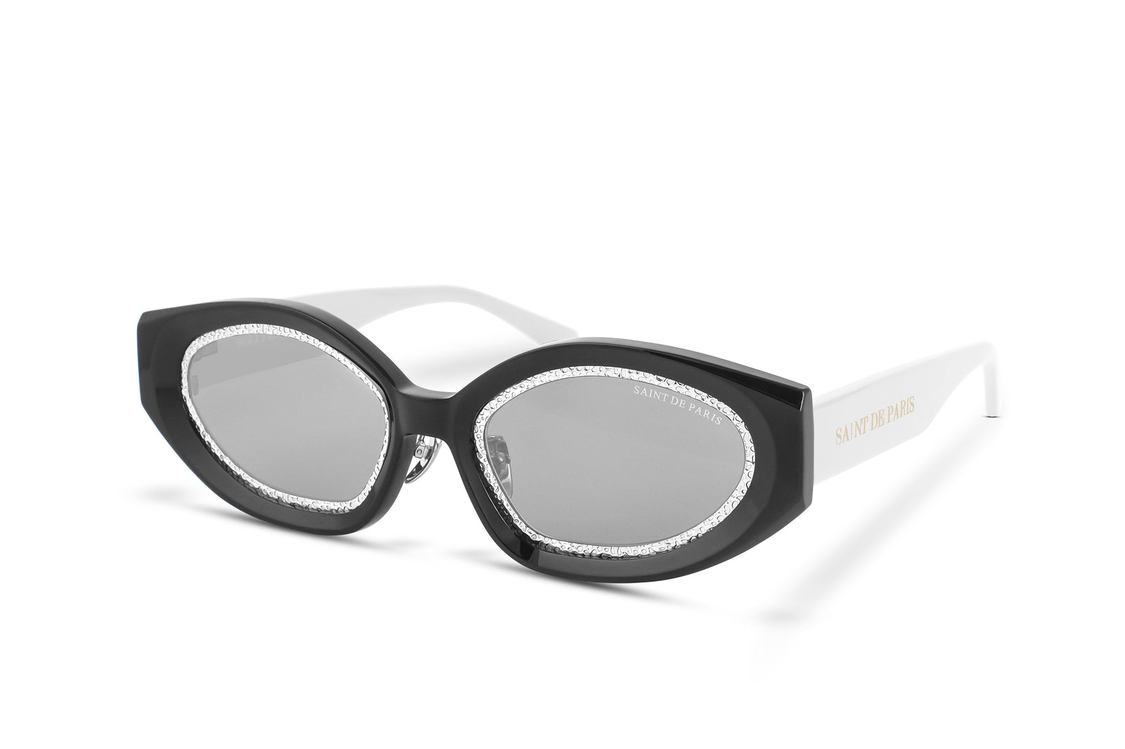 SAINT DE PARIS - HOLLYWOOD BLACK WHITE WITH SILVER RIMS AND MIRROR LENSES