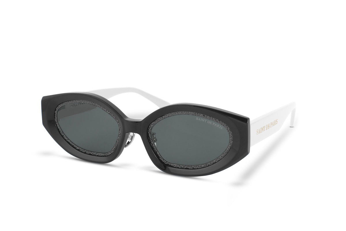 SAINT DE PARIS - HOLLYWOOD BLACK WHITE WITH DARK GREY RIMS AND GREY LENSES