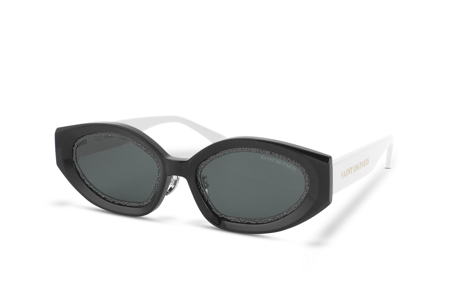SAINT DE PARIS - HOLLYWOOD BLACK WHITE WITH DARK GREY RIMS AND GREY LENSES
