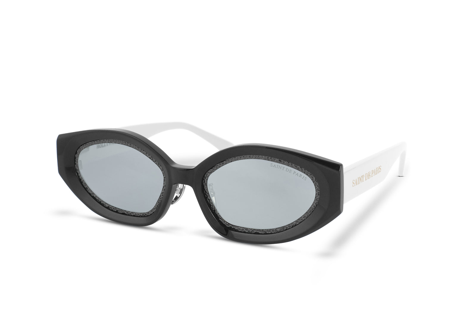 SAINT DE PARIS - HOLLYWOOD BLACK WHITE WITH DARK GREY RIMS AND MIRROR LENSES