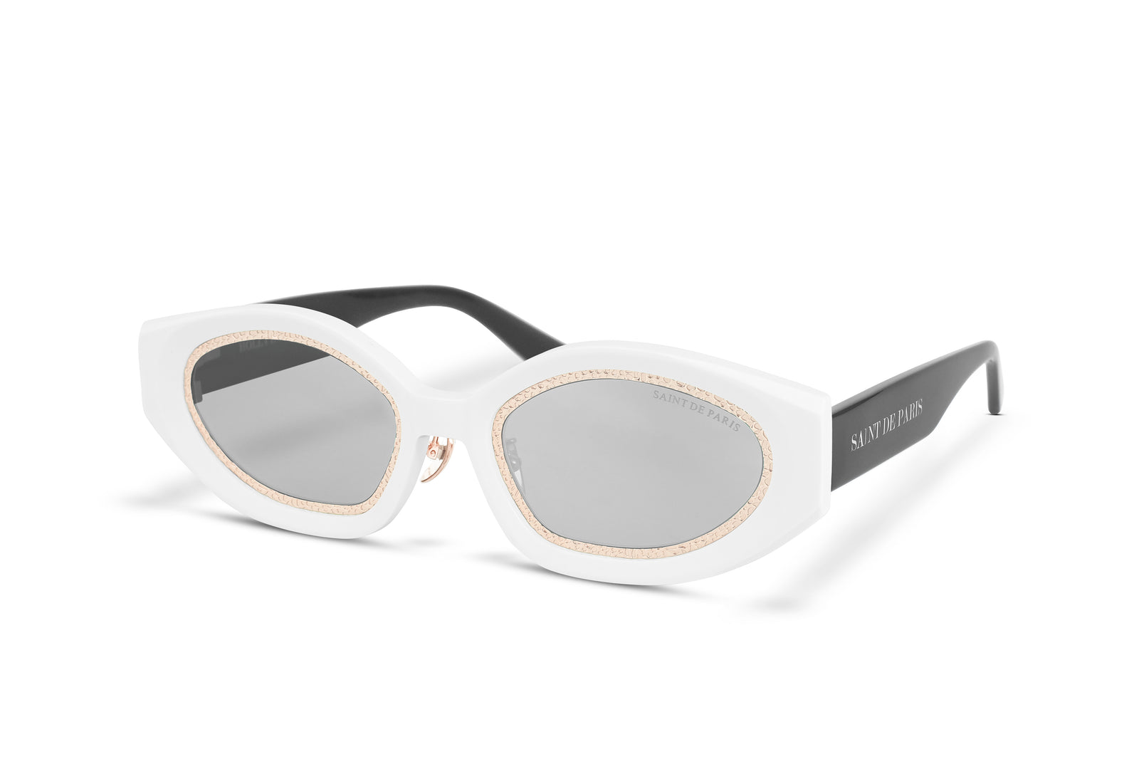 SAINT DE PARIS - HOLLYWOOD WHITE BLACK WITH GOLD RIMS AND MIRROR LENSES