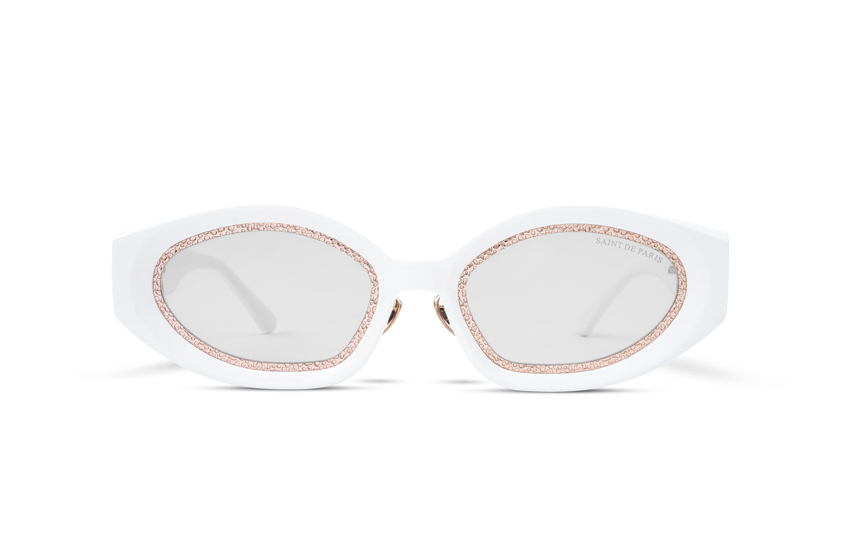 SAINT DE PARIS - HOLLYWOOD WHITE GOLD WITH CLEAR ANTI-BLUE LIGHT LENSES