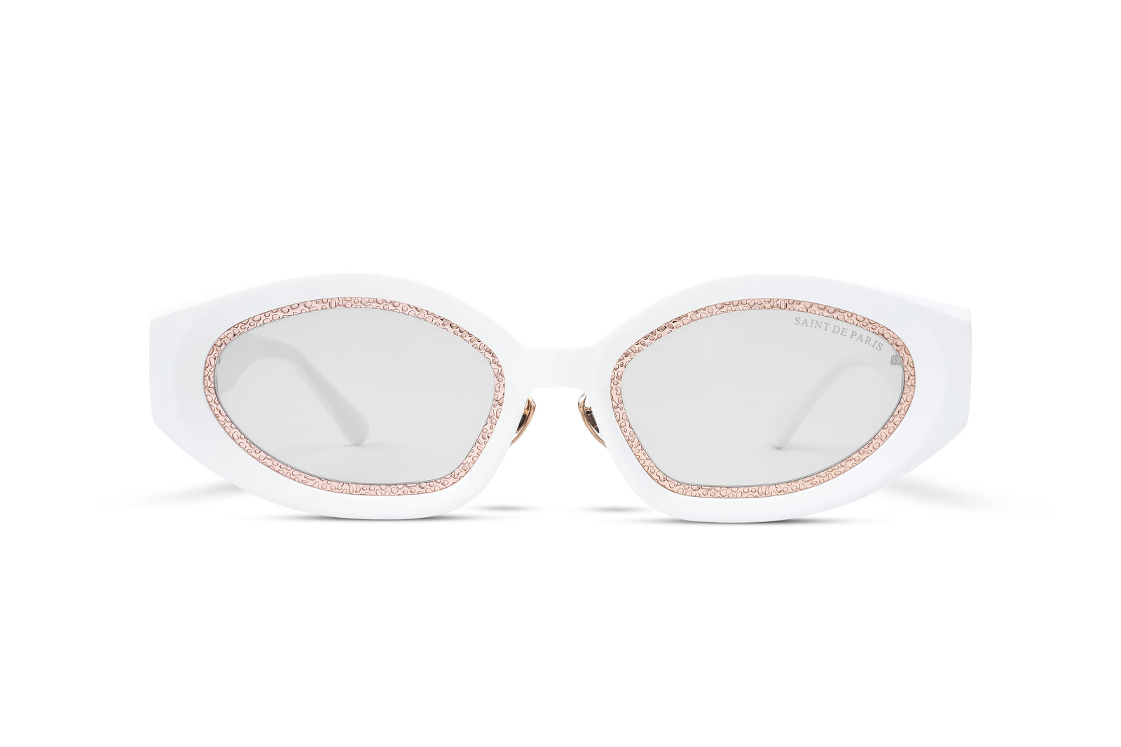 SAINT DE PARIS - HOLLYWOOD WHITE GOLD WITH CLEAR ANTI-BLUE LIGHT LENSES