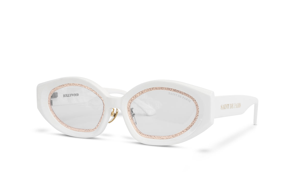 SAINT DE PARIS - HOLLYWOOD WHITE GOLD WITH CLEAR ANTI-BLUE LIGHT LENSES