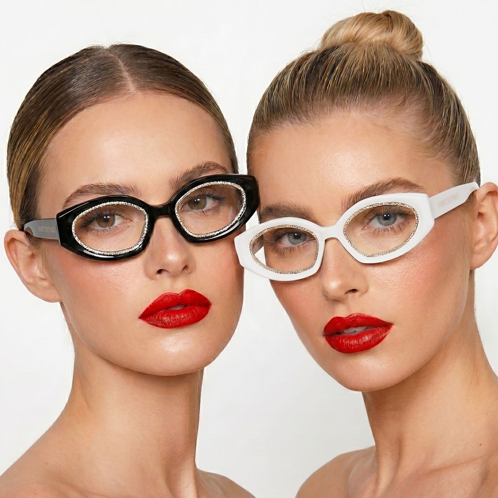SAINT DE PARIS - HOLLYWOOD WHITE GOLD WITH CLEAR ANTI-BLUE LIGHT LENSES