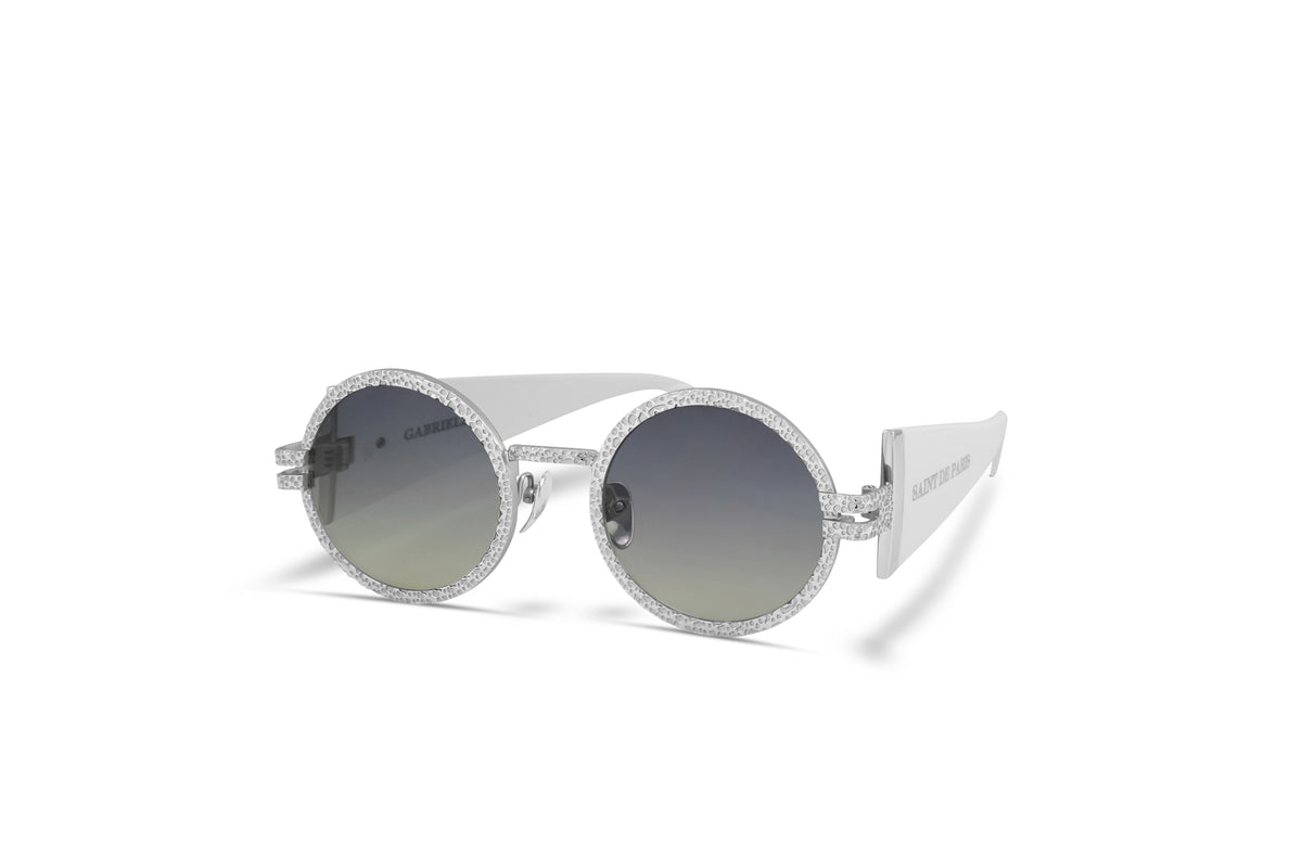 SAINT DE PARIS  -  GABRIELLE WHITE SILVER SUNGLASSES WITH GRADIENT LENSES