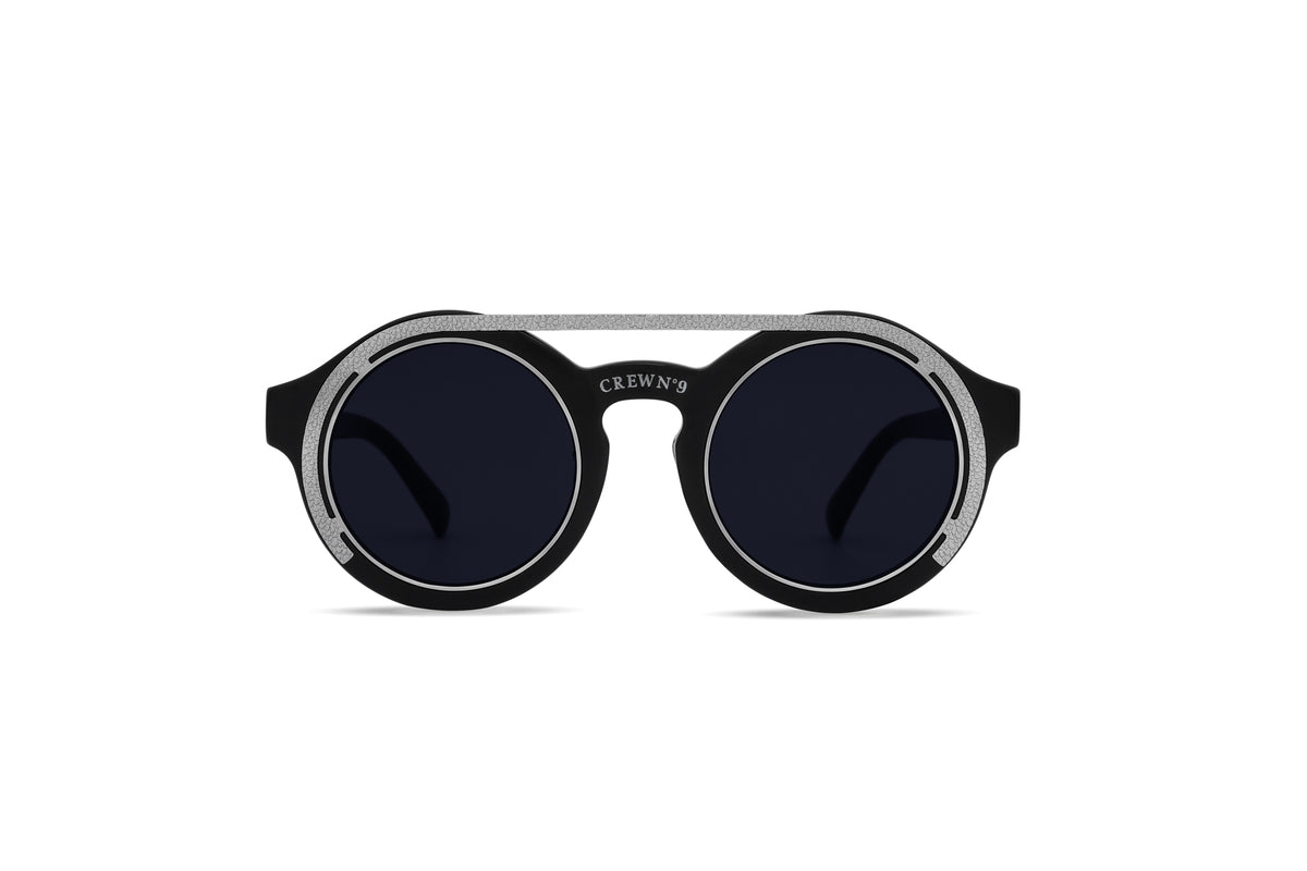 CREW No 9 - ROMA BLACK SILVER WITH DARK BLUE LENSES