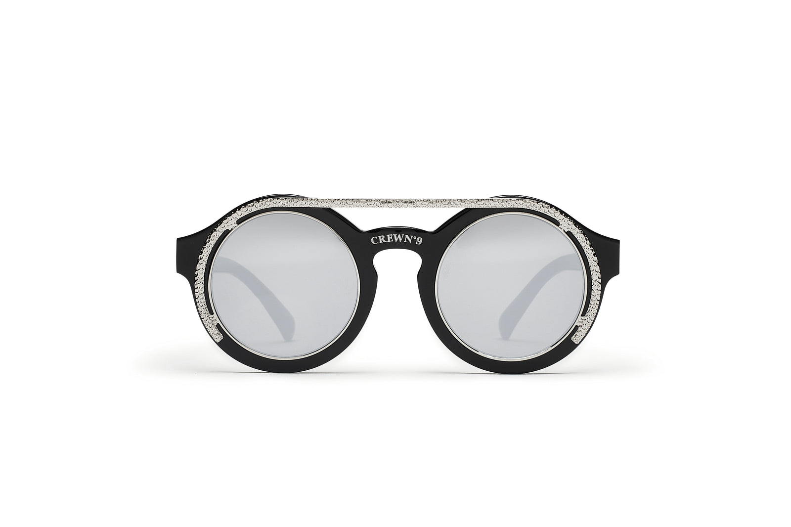 CREW No 9 - ROMA BLACK SILVER WITH MIRROR LENSES SUNGLASSES
