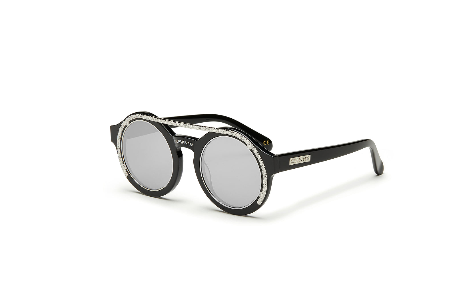 CREW No 9 - ROMA BLACK SILVER WITH MIRROR LENSES SUNGLASSES