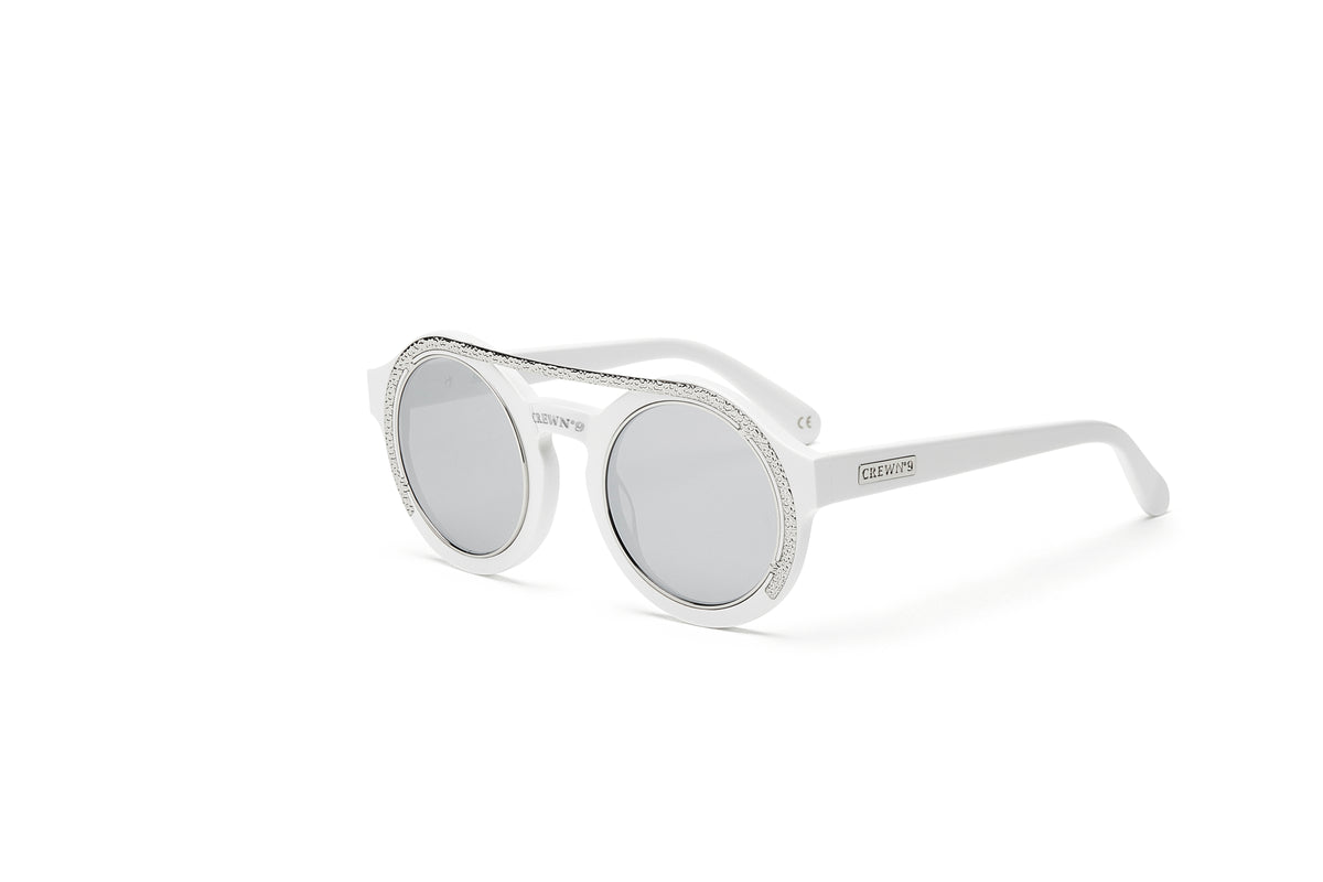 CREW No 9 - ROMA WHITE SILVER WITH MIRROR LENSES SUNGLASSES